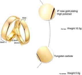 img 3 attached to 💍 MEALGUET Gold Plated-Tone Domed Tungsten Wedding Ring Band for Couples - 6mm/4mm High Polished Plain Design
