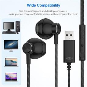 img 3 attached to 🎧 Проводная USB гарнитура от ACAGET - HiFi стерео игровые наушники в ухе для ПК с микрофоном, аудиоуправлением - идеально подходят для PS4, ноутбука, настольного компьютера, онлайн-встреч, офиса и прямых эфиров.