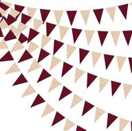 🎉 vibrant 30 ft burgundy party decorations: champagne gold burgundy triangle banner flag bunting pennant | perfect for engagement, anniversary, wedding, bridal, baby shower, birthday & bachelorette hen party decor supplies logo