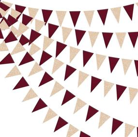 img 4 attached to 🎉 Vibrant 30 Ft Burgundy Party Decorations: Champagne Gold Burgundy Triangle Banner Flag Bunting Pennant | Perfect for Engagement, Anniversary, Wedding, Bridal, Baby Shower, Birthday & Bachelorette Hen Party Decor Supplies