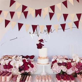 img 2 attached to 🎉 Vibrant 30 Ft Burgundy Party Decorations: Champagne Gold Burgundy Triangle Banner Flag Bunting Pennant | Perfect for Engagement, Anniversary, Wedding, Bridal, Baby Shower, Birthday & Bachelorette Hen Party Decor Supplies