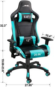 img 3 attached to 🎮 Улучшите свой игровой опыт с игровым креслом Leopard High Back из искусственной кожи: регулируемое, поворотное и стильное в черно-голубом цвете
