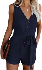 img 4 attached to 👗 Acelitt Women's V-Neck Bat Sleeve Belted Wrap Short Jumpsuit in Sizes S-XL