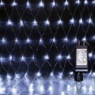 🔌 net mesh waterproof string lights: 200 bulbs, 8 modes, indoor/outdoor décor for christmas tree, wedding, party, and wall, cool white логотип