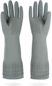 img 4 attached to Mamison Reusable Cleaning Rubber Gloves – Non-Slip Household Dishwashing Kitchen Glove by DABOGOSA