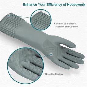 img 3 attached to Mamison Reusable Cleaning Rubber Gloves – Non-Slip Household Dishwashing Kitchen Glove by DABOGOSA