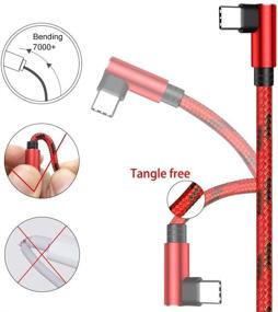 img 3 attached to 🔌 Красный оплетенный USB C-кабель для передачи данных, 3 шт. (4фт 6фт 10фт) - Кабель для быстрой зарядки Type C с углом 90 градусов для Samsung Galaxy S20 S10E Note10, LG G8 G7 V20 G6, GoPro Hero 7 6 5 - В комплекте с органайзером для кабелей.