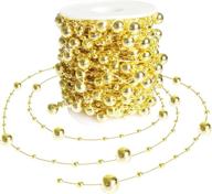 🎄 sparkling haddiy christmas tree beads garland: 66 feet gold pearl strands chain for festive decoration and crafts logo