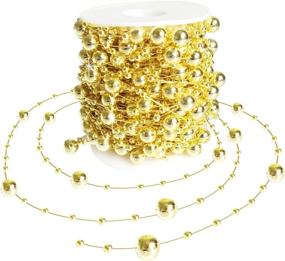 img 4 attached to 🎄 Sparkling HADDIY Christmas Tree Beads Garland: 66 Feet Gold Pearl Strands Chain for Festive Decoration and Crafts
