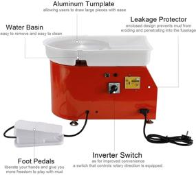 img 1 attached to 🧡 HighFree 25CM Electric Pottery Wheel Machine - Detachable Washable Basin, Foot Pedals and Clay Sculpting Tools - Orange Edition: Unleash Your Creativity!