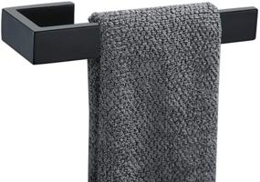 img 4 attached to Contemporary Bathroom Hand Towel Holder with Square Towel Bar - Stylish Wall Mount Design in Black Finish | TNOMS Q8003BK