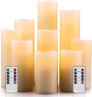 🕯️ enpornk flameless candles battery operated set of 9 ivory real wax led candles with remote control and 24-hour timer логотип