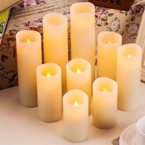 img 2 attached to 🕯️ Enpornk Flameless Candles Battery Operated Set of 9 Ivory Real Wax LED Candles with Remote Control and 24-Hour Timer