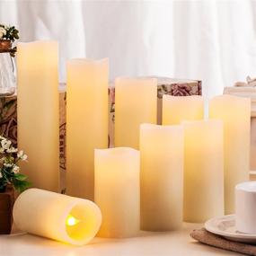 img 1 attached to 🕯️ Enpornk Flameless Candles Battery Operated Set of 9 Ivory Real Wax LED Candles with Remote Control and 24-Hour Timer