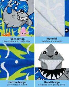 img 3 attached to 🦈 Violet Mist Kids Hooded Towel: Soft 100% Cotton Blue Shark Beach Poncho Bath Towel for Boys and Girls