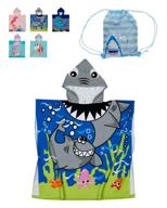 🦈 фиолетовый туманный детский халат с капюшоном: мягкое 100% хлопковое синее пончо для пляжа с акулой для мальчиков и девочек логотип