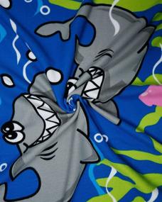 img 1 attached to 🦈 Фиолетовый туманный детский халат с капюшоном: Мягкое 100% хлопковое синее пончо для пляжа с акулой для мальчиков и девочек