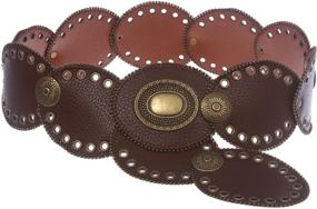 img 2 attached to 👩 Stylish Women's Black Leather Belt with Wide Concho - Must-Have Accessory