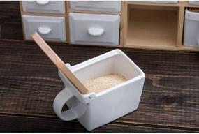 img 3 attached to 🍚 ZERO JAPAN Salt Box - White - Authentic Japanese Ceramic Container for Salt - 15oz/420ml Capacity