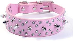 img 3 attached to Stylish Leather Spiked Studded Dog Collar by haoyueer, with Bullet Rivets, Rhinestones, Soft & Adjustable - Ideal for Medium and Large Dogs