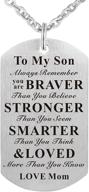 gift your child this inspirational dog tag necklace from dad or 🐶 mom for their birthday - always remember you are braver than you believe logo