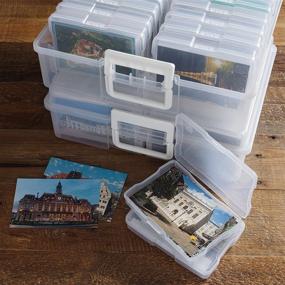 img 2 attached to 📦 Iris USA 4x6 Storage-16 Inner Keeper Organizer Cases - Clear, XL (2-Pack) - Photos Storage Containers Box; 2 Count