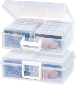 img 4 attached to 📦 Iris USA 4x6 Storage-16 Inner Keeper Organizer Cases - Clear, XL (2-Pack) - Photos Storage Containers Box; 2 Count