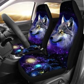 img 3 attached to 🐺 Wolf Car Seat Cover: Premium Front Bucket Car Seat Protector for Universal Cars, Trucks, Vans, &amp; SUVs