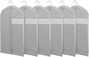 img 4 attached to 👗 Lightweight Translucent Suit Bag with Full Zipper - Garment Bags for Hanging Clothes, S size (24"x35"), 6 pcs, Grey