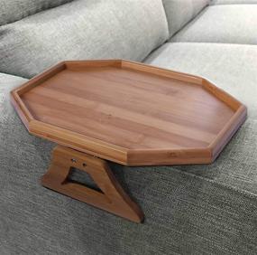 img 4 attached to 🛋️ Bamboo Sofa Armrest Clip-On Tray: Convenient Side Table for Remote, Drinks, and Phone on Xchouxer