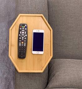 img 3 attached to 🛋️ Bamboo Sofa Armrest Clip-On Tray: Convenient Side Table for Remote, Drinks, and Phone on Xchouxer