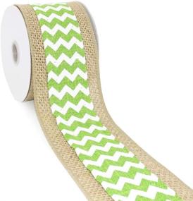 img 1 attached to 🎀 CT CRAFT LLC White/Lime Chevron Burlap Lace Ribbon - 2.5” x 5 Yards x 1 Roll - Ideal for Home Decor, Gift Wrapping, DIY Crafts