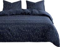 starry dreams: navy blue constellation comforter set with space stars pattern - queen size, soft microfiber bedding (3pcs) logo