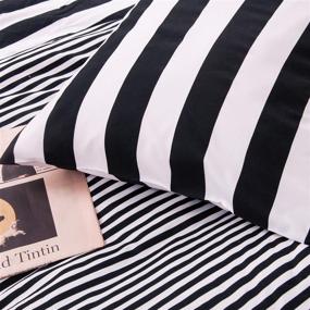 img 3 attached to 🖤 NTBAY Full/Queen Stripe Duvet Cover Set - Black and White Microfiber Reversible Design - Printed Stripe Pattern