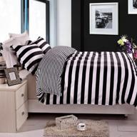 🖤 ntbay full/queen stripe duvet cover set - black and white microfiber reversible design - printed stripe pattern logo