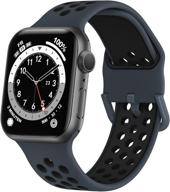 🍏 marlova мягкие силиконовые браслеты для apple watch 41 мм 40 мм 38 мм - воздухопроницаемые спортивные браслеты с отверстиями для iwatch серии se/7/6/5/4/3/2/1 - антрацит/черный. логотип