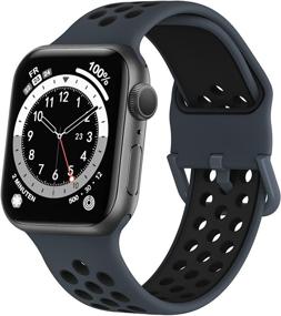 img 4 attached to 🍏 Marlova Мягкие силиконовые браслеты для Apple Watch 41 мм 40 мм 38 мм - воздухопроницаемые спортивные браслеты с отверстиями для iWatch серии Se/7/6/5/4/3/2/1 - Антрацит/Черный.