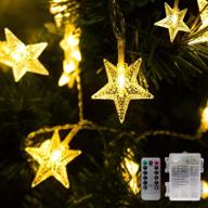 🎄 enhance your holiday décor with remote-controlled battery-operated christmas star led string lights: 16 feet, 50 fairy lights for indoor & outdoor garden, wedding decoration – warm white, with timer function логотип