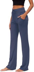 img 1 attached to 👖 Womens Yoga Pants with Pockets: Comfortable Straight-Leg, Modal Drawstring, Lounge, Running, Long, Active, Casual Sweatpants