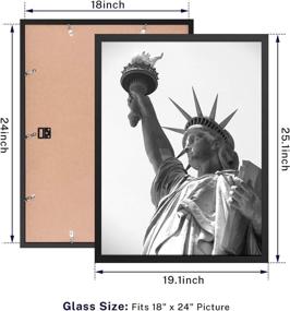 img 3 attached to 🖼️ 18x24 Black Wood Photo Picture Frame with Tempered Glass - Wall Mounting Hardware Included for Vertical or Horizontal Display