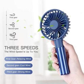 img 3 attached to 🌬️ SmartDevil Handheld Fan - Mini Personal Fan with Rechargeable 1200mAh Battery, Adjustable 3 Speeds - Portable Desk Fan with Base - Colorful Handheld Fan for Home, Travel, Office, Camping - Blue