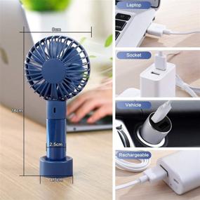 img 2 attached to 🌬️ SmartDevil Handheld Fan - Mini Personal Fan with Rechargeable 1200mAh Battery, Adjustable 3 Speeds - Portable Desk Fan with Base - Colorful Handheld Fan for Home, Travel, Office, Camping - Blue