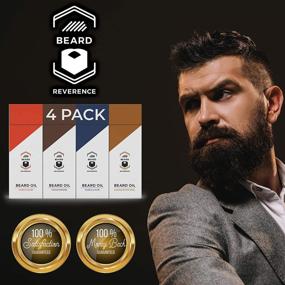 img 1 attached to Premium Beard Oil 4 Pack - Soften, Style & Condition Your Beard with Natural Vanilla, 🧔 Sandalwood, Cedarwood & Citrus Aromas - Enriched with Tea Tree, Jojoba & Argan Oils - 1oz Each