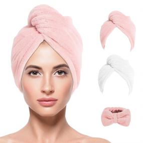 img 4 attached to TuXHui Microfiber Hair Towel Wraps for Women: Super Absorbent and Anti-Frizz 👩 Hair Drying Towels for Quick and Effective Drying of Curly, Long, and Thick Hair