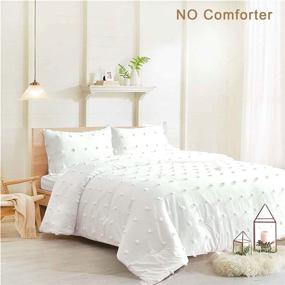 img 3 attached to 🛏️ Luxurious Nanko White Tufted King Size Duvet Cover Set – 3pc Boho Embroidery Dot Microfiber Bedding for All Seasons – Shabby Chic Soft Jacquard Quilt Cover – (104x90)