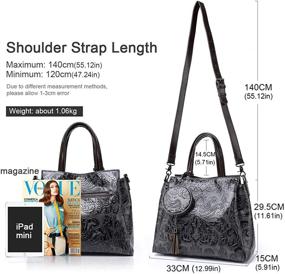 img 1 attached to Stylish Embossed Leather Cross Body Shoulder Handbags & Wallets for Women - Elegant Satchels