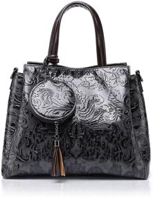 img 4 attached to Stylish Embossed Leather Cross Body Shoulder Handbags & Wallets for Women - Elegant Satchels