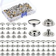 🧷 200 pieces 15 mm stainless steel fastener press stud cap button for leather, denim jackets, bags, and marine canvas – complete set with 4 components, 50 pieces each – silver white color logo