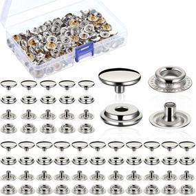 img 4 attached to 🧷 200 Pieces 15 mm Stainless Steel Fastener Press Stud Cap Button for Leather, Denim Jackets, Bags, and Marine Canvas – Complete Set with 4 Components, 50 Pieces Each – Silver White Color