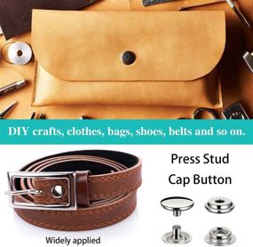 img 1 attached to 🧷 200 Pieces 15 mm Stainless Steel Fastener Press Stud Cap Button for Leather, Denim Jackets, Bags, and Marine Canvas – Complete Set with 4 Components, 50 Pieces Each – Silver White Color